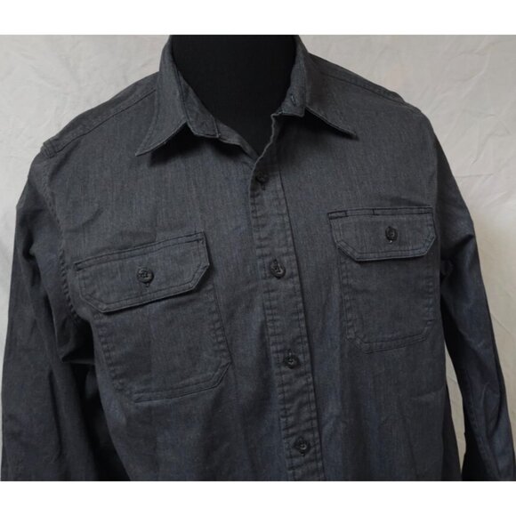 Wrangler Epic Mens Large Dark Charcoal Heather Long Sleeve Soft Denim Shirt - Picture 3 of 12